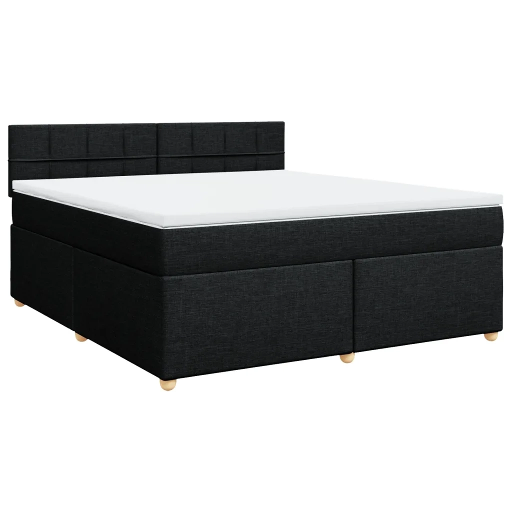 Giroletto a Molle con Materasso Nero 180x200 cm in Tessuto