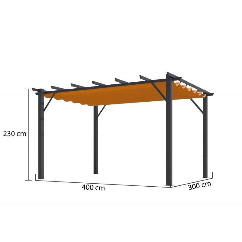 Telo di ricambio ruggine in poliestere 140 g/m² trattato per pergola 4030 – 366 x 255 cm – PER4030BR Foresta