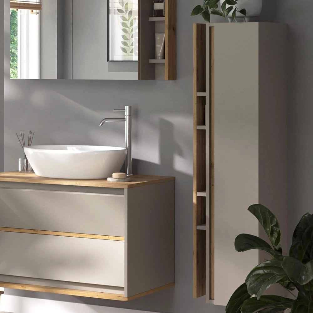 mobile bagno Edelin, Cachemire, 35 x 120 cm con 4 scomparti aperti, a parete per un'installazione flessibile in bagno