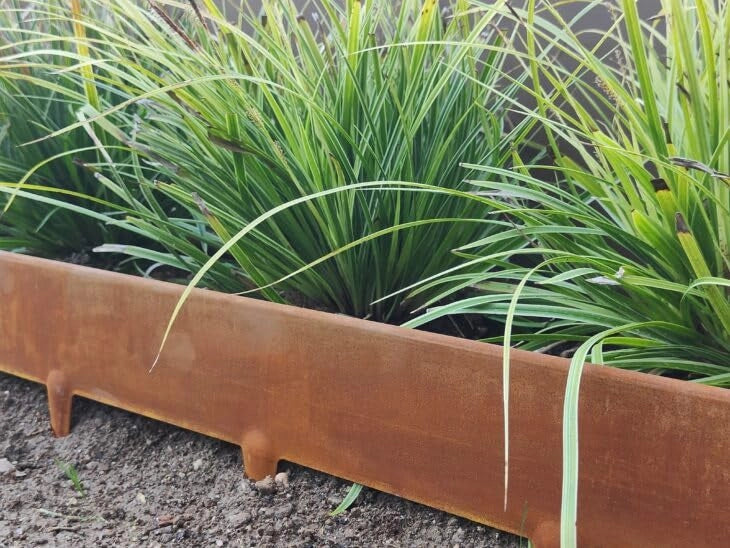 Bordura per Aiuola 1m x 100 mm, 10 pz Bordura per Giardino e Orto a Giunzione in Acciaio Cor-Ten, Bordo per Aiuole