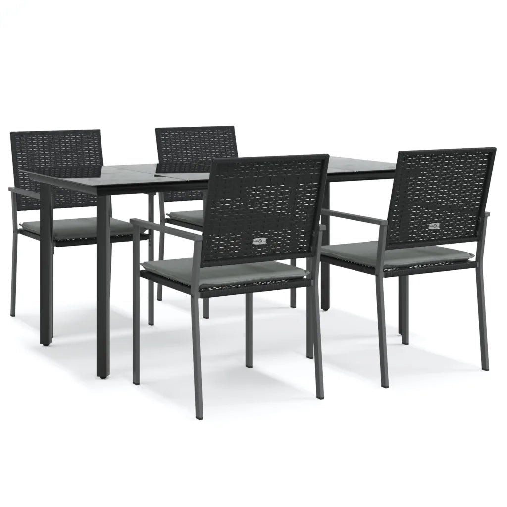 Set Pranzo da Giardino 5pz con Cuscini in Polyrattan e Acciaiocod mxl 76653
