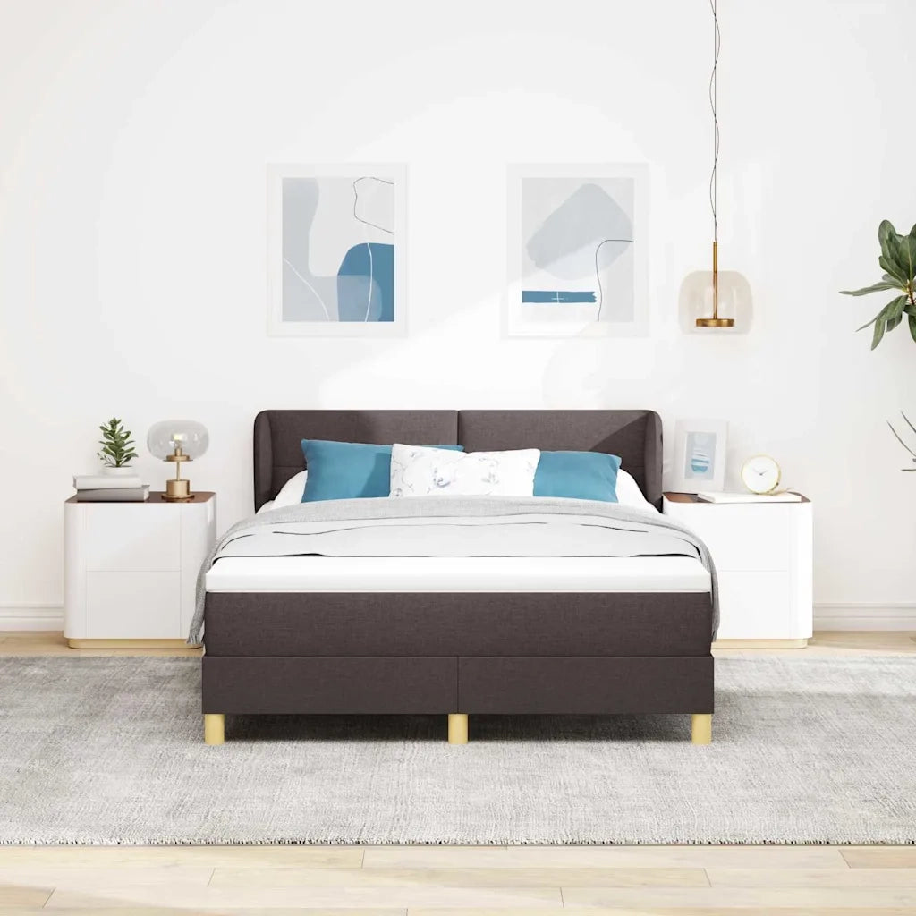 Letto a molle con materasso Marrone Scuro 160 x 200 cm Tessuto 3340223