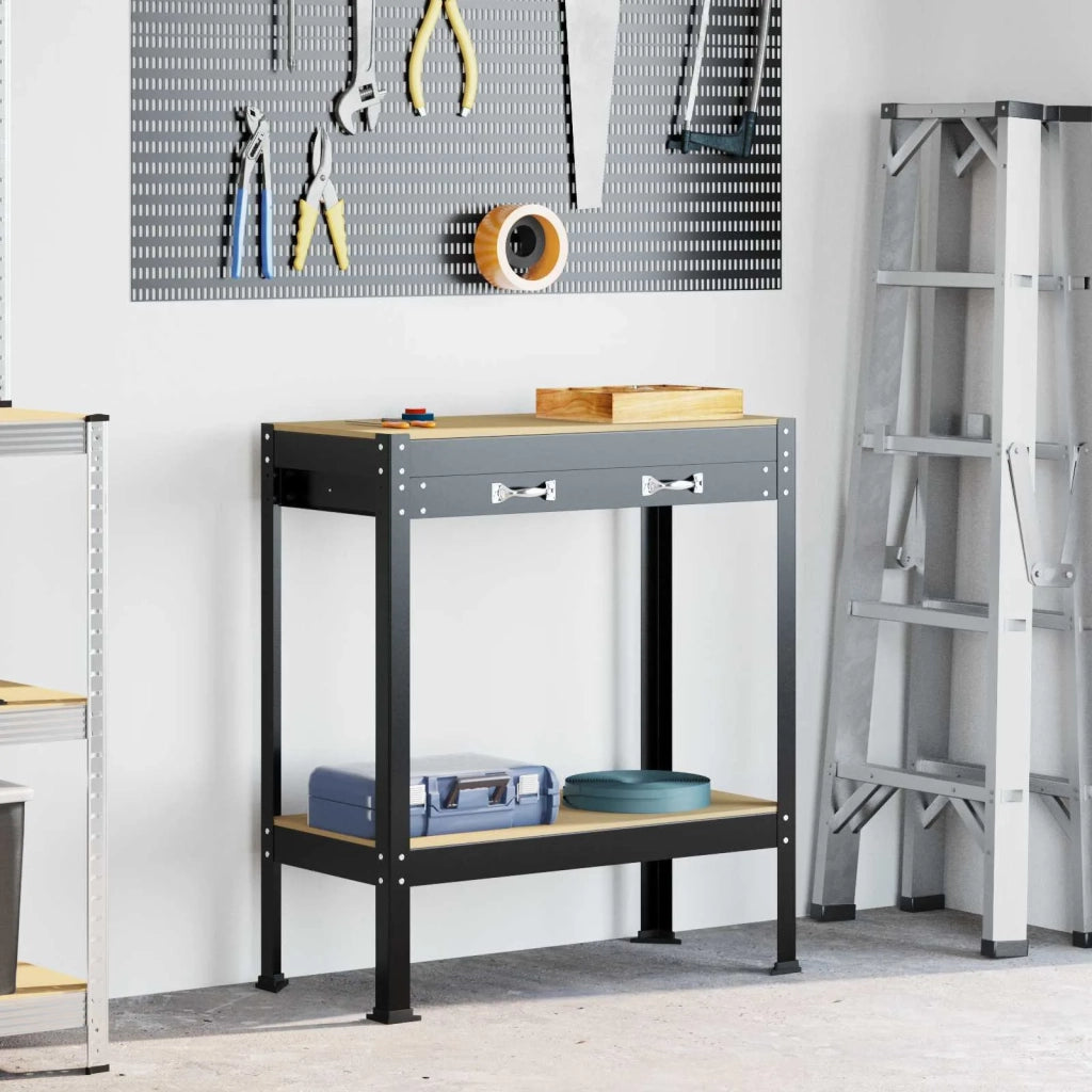 Banco da lavoro con cassetto Nero 80 x 40 x 91 cm 42020130