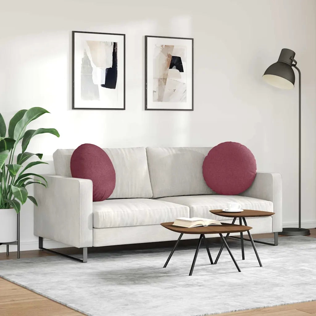 Cuscini per Seduta 2 pcs Rosso Vino Ø50 x 19 cm Tessuto 42014160