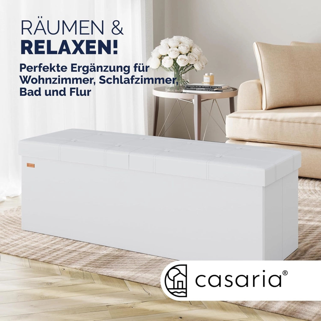 ® Cassapanca Contenitore con Coperchio Pieghevole 115x40x40cm Pouf 131 L Scatola Portaoggetti Panca Box Salvaspazio Sedile Poggiapiedi