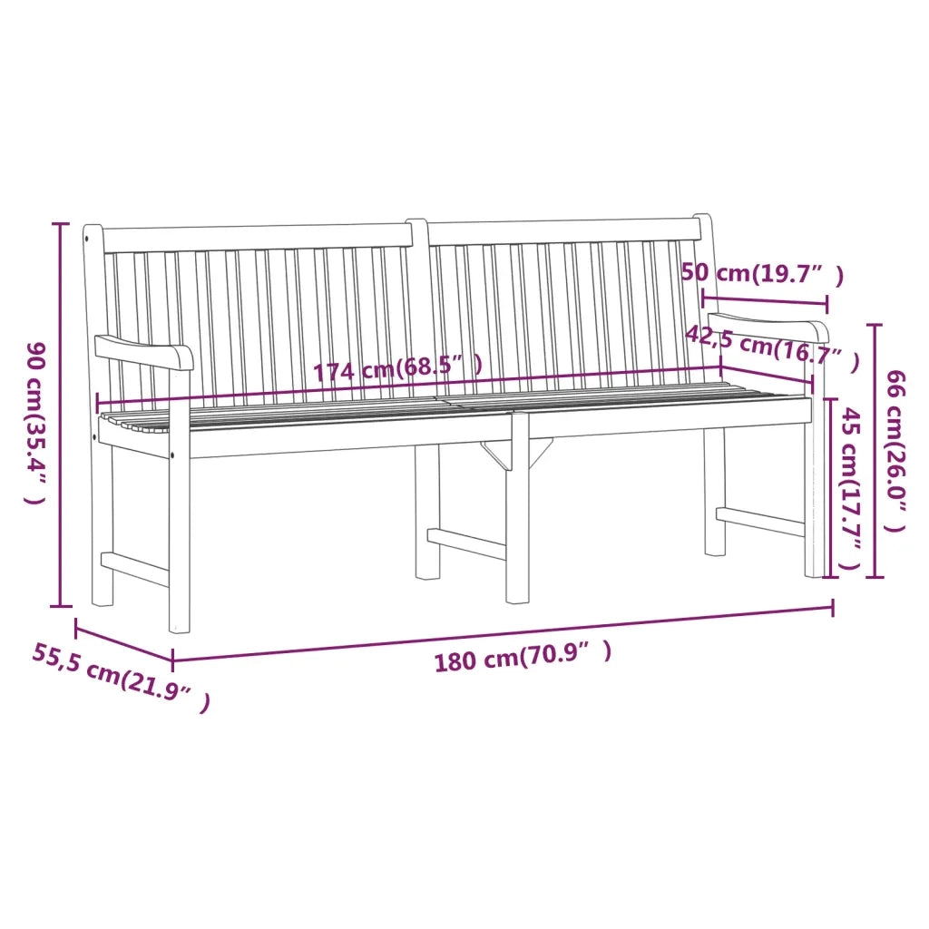 Panca da Giardino 180 cm in Legno Massello di Acacia 316612