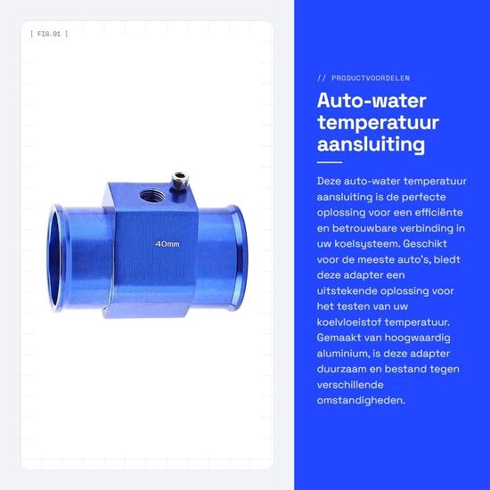 Adattatore per fluido di raffreddamento - Universale - Adegua 40mm - Blu - Adatto per la maggior parte delle auto