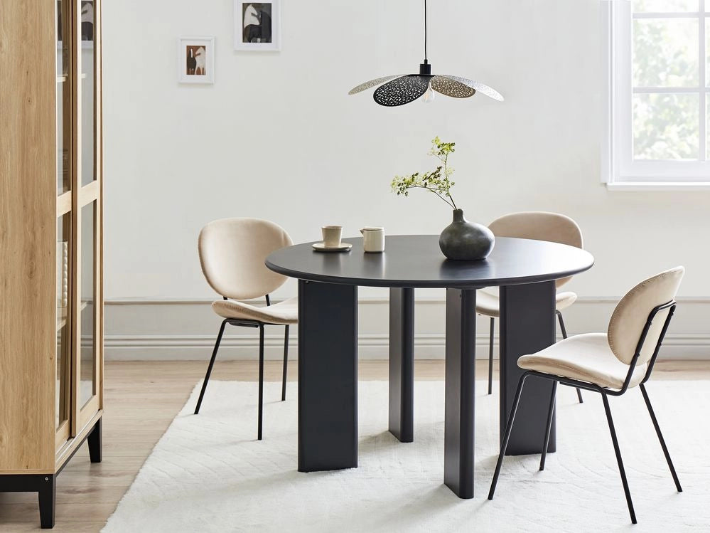 Tavolo da pranzo con struttura in MDF nero ø 120 cm Rotondo Moderno