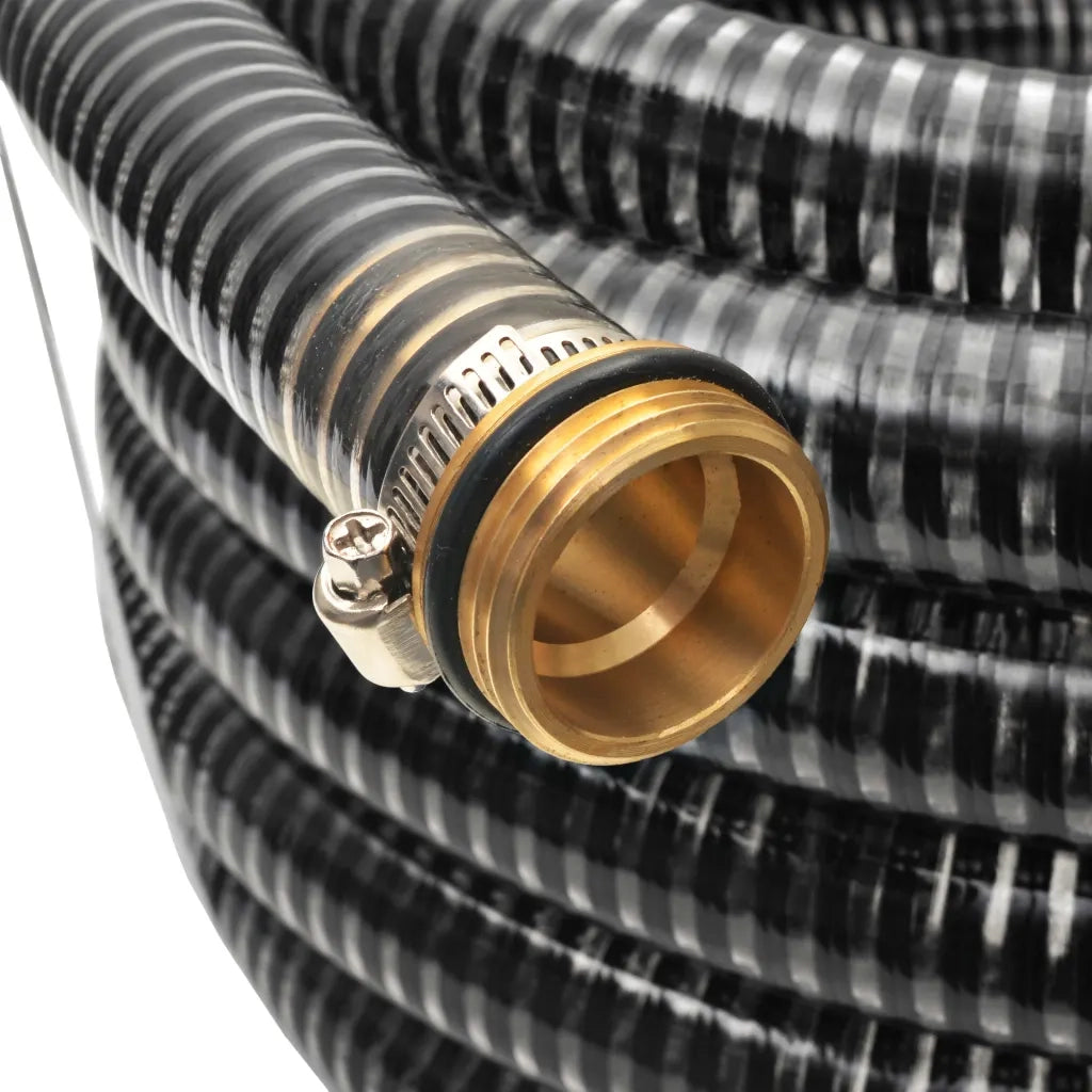 Tubo di Aspirazione con Connettori in Ottone 3 m 25 mm Nero
