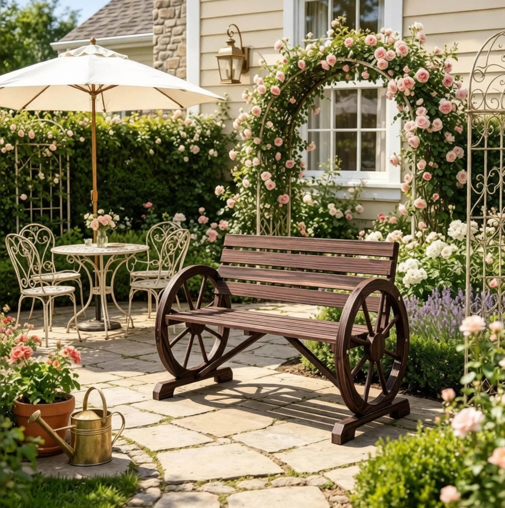Panchina da giardino in legno stile rustico chic 105;5 x 59 x 75 cm; multicolore