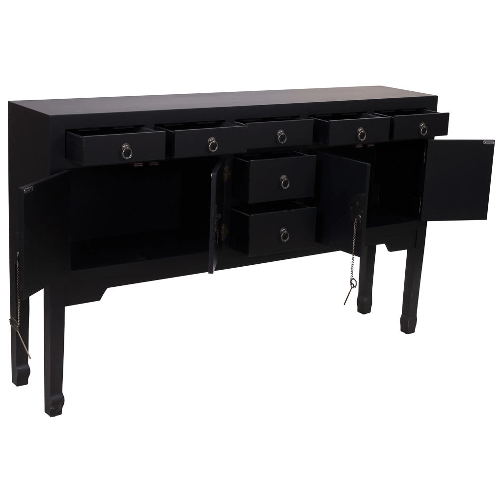 Credenza in legno con 7 cassetti e 2 porte 128x26x78