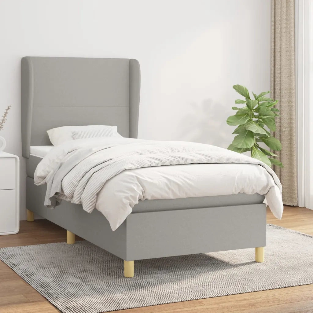 Giroletto a Molle con Materasso Grigio Chiaro 90x200 cm Tessuto cod mxl 62078