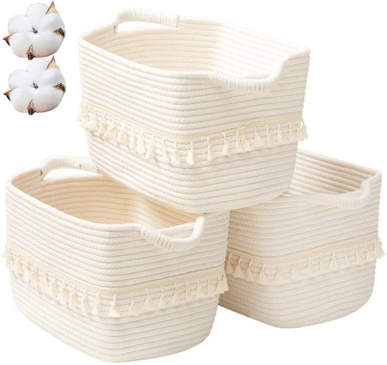 Cassetto 3 Comparti - Contenitore di Stoccaggio con Coperchio - Cassetto per Abiti - Cassetto di Panno - Soluzione di Stoccaggio Decorativa e Sostenibile