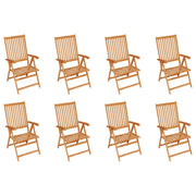 Sedie Reclinabili da Giardino con Cuscini 8 pz Massello di Teak 3072543