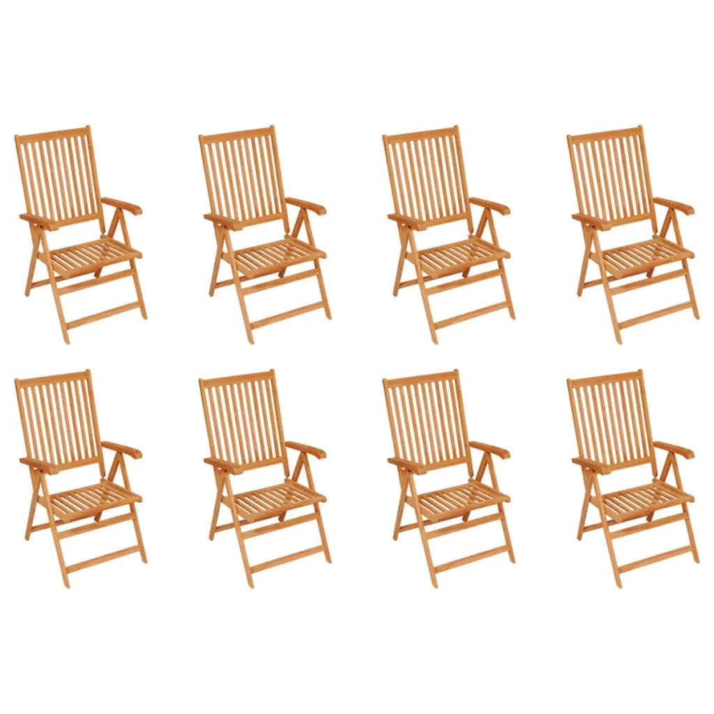 Sedie Reclinabili da Giardino con Cuscini 8 pz Massello di Teak 3072543