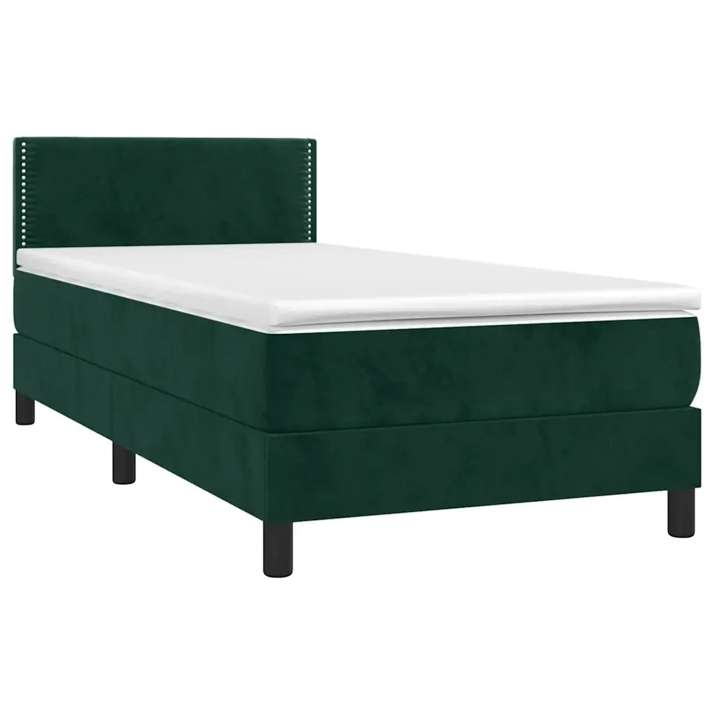 Letto a Molle con Materasso e LED Verde Scuro 80x200cm Velluto 3134312