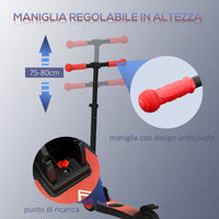 Monopattino Elettrico Pieghevole per Bambini Altezza Regolabile 75-80 cm Nero e Rosso