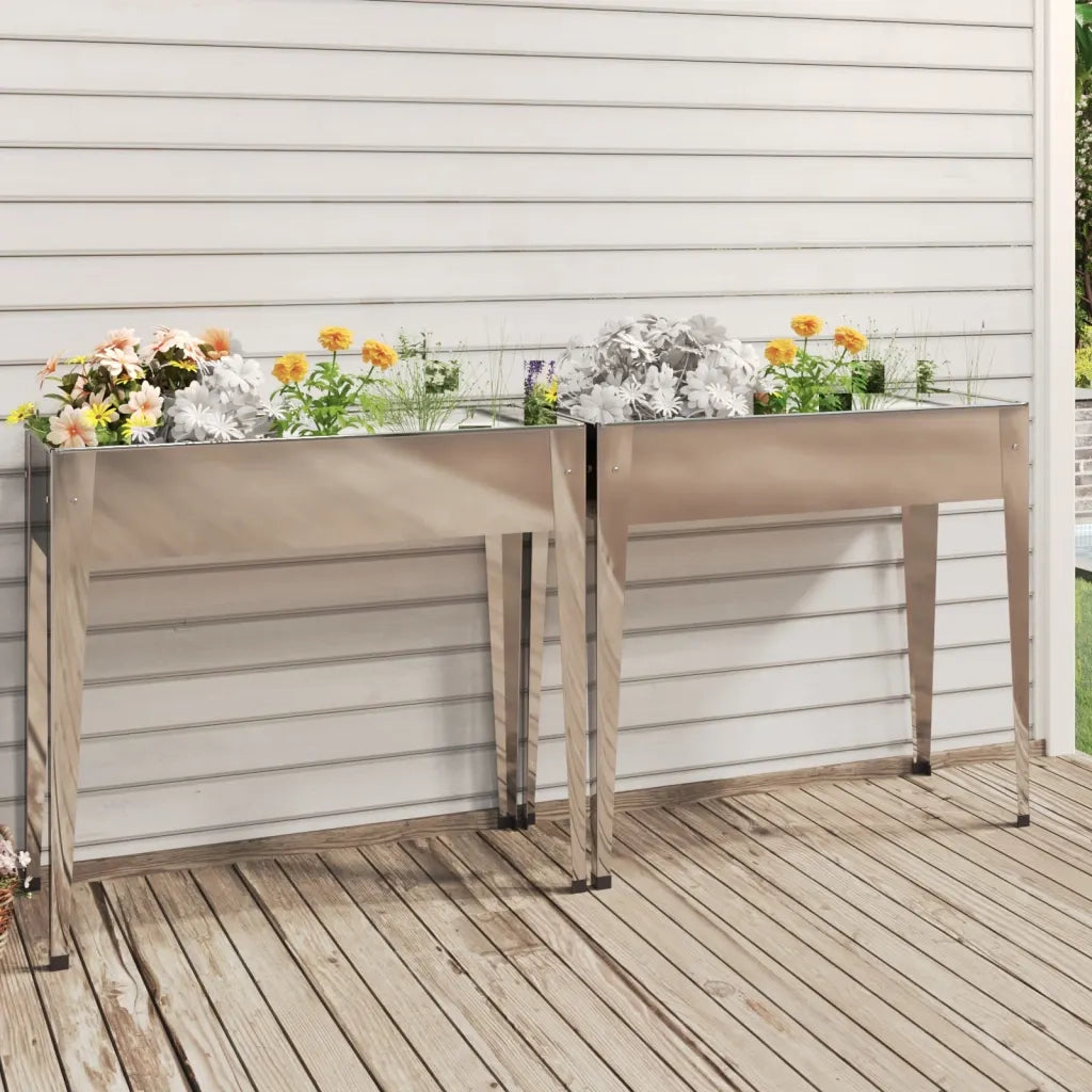 2 pz Fioriere | Cassetta per fiori | Vaso da Giardino Acciaio Zincato