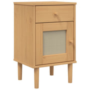 Comodino | Armadio da Notte | Mobiletto da notte SENJA Aspetto Rattan Marrone 40x35x65 cm in Legno Pino