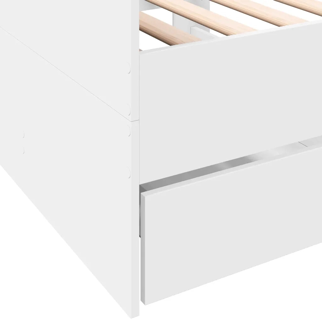 Divano Letto con Cassetti senza Materasso Bianco 90x200 cm