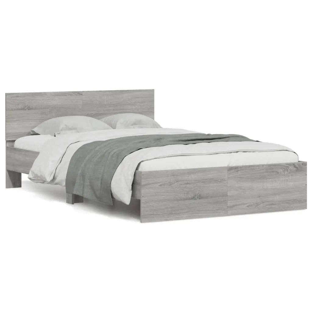 Giroletto con Testiera-Struttura Letto con testiera Grigio Sonoma 135x190 cm
