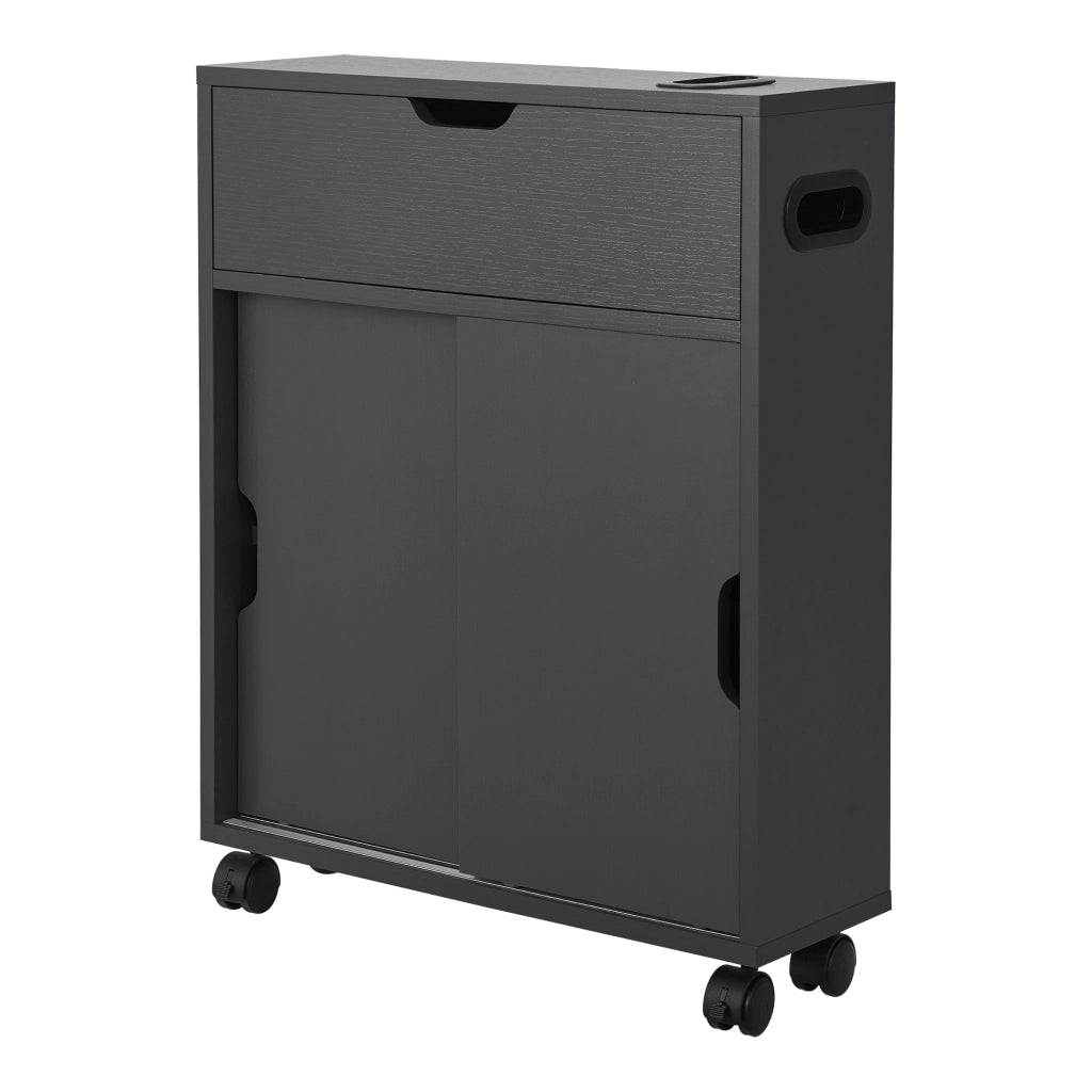 Mobile da Terra Kempele con Ante e 4 Ruote per Bagno 67x52x17 cm - Grigio Scuro [en.casa]
