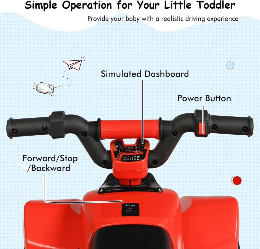 Auto elettrica per bambini, Quad elettrico per bambini ATV 6V, camminata anteriore/posteriore, sedile ergonomico, ruote antiscivolo, caricatore incluso, carico 30 kg, per ragazzi e ragazze 3