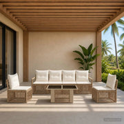 Set Divano da Giardino 7 pz Beige e Bianco Crema polyrattan 3437079
