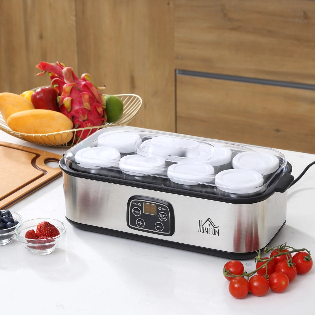 Yogurtiera Elettrica ¨C Zephmum ¨C Argento 25W 1.4L con 8 vasetti di vetro