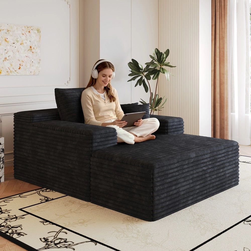 Divano Chaise Longue ¨C Minimal ¨C nero in tessuto imbottito 115x159cm