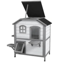 Casetta per Gatti a 2 Piani, Resistente alle Intemperie, 78.1 cm x 55.2 cm x 90.8 cm, Bianco e Grigio