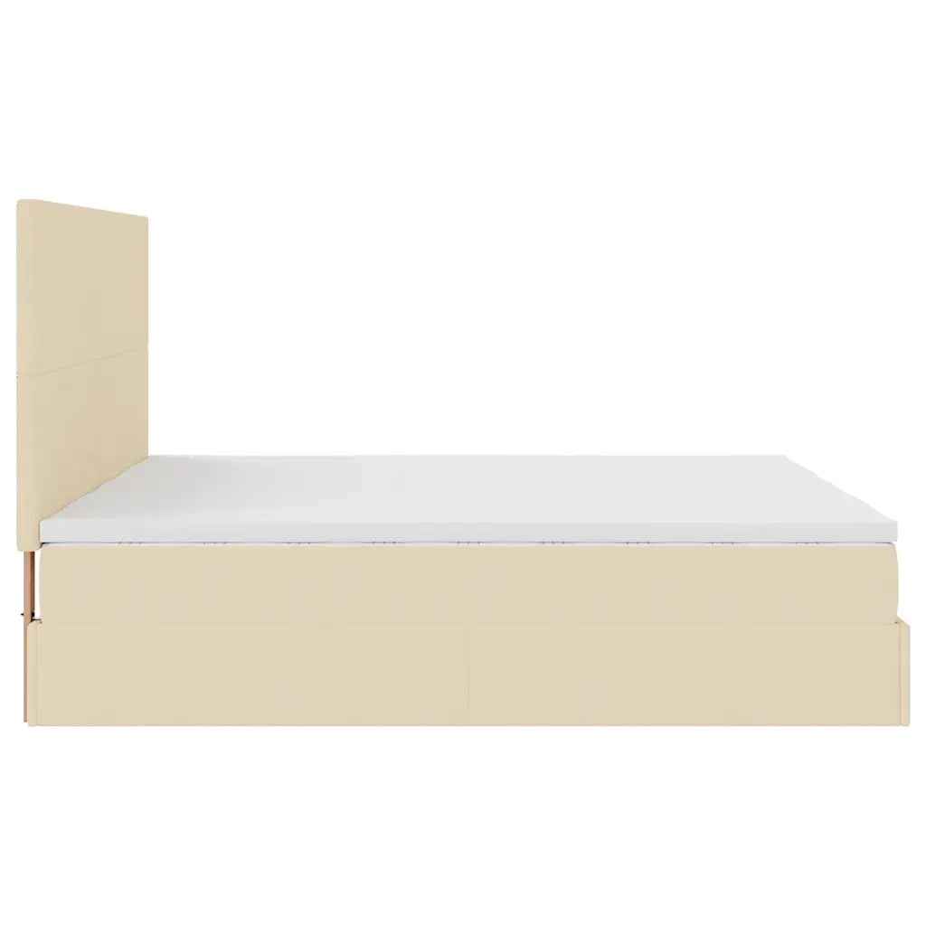 Struttura Letto Pouf con Materassi Crema 180x200 cm in Tessuto 3313676