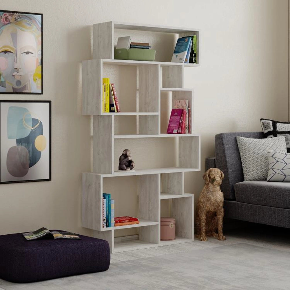 Libreria Moderna Scaffale 8 Ripiani 168x96x25cm Casa Ufficio Bianco Frassinato