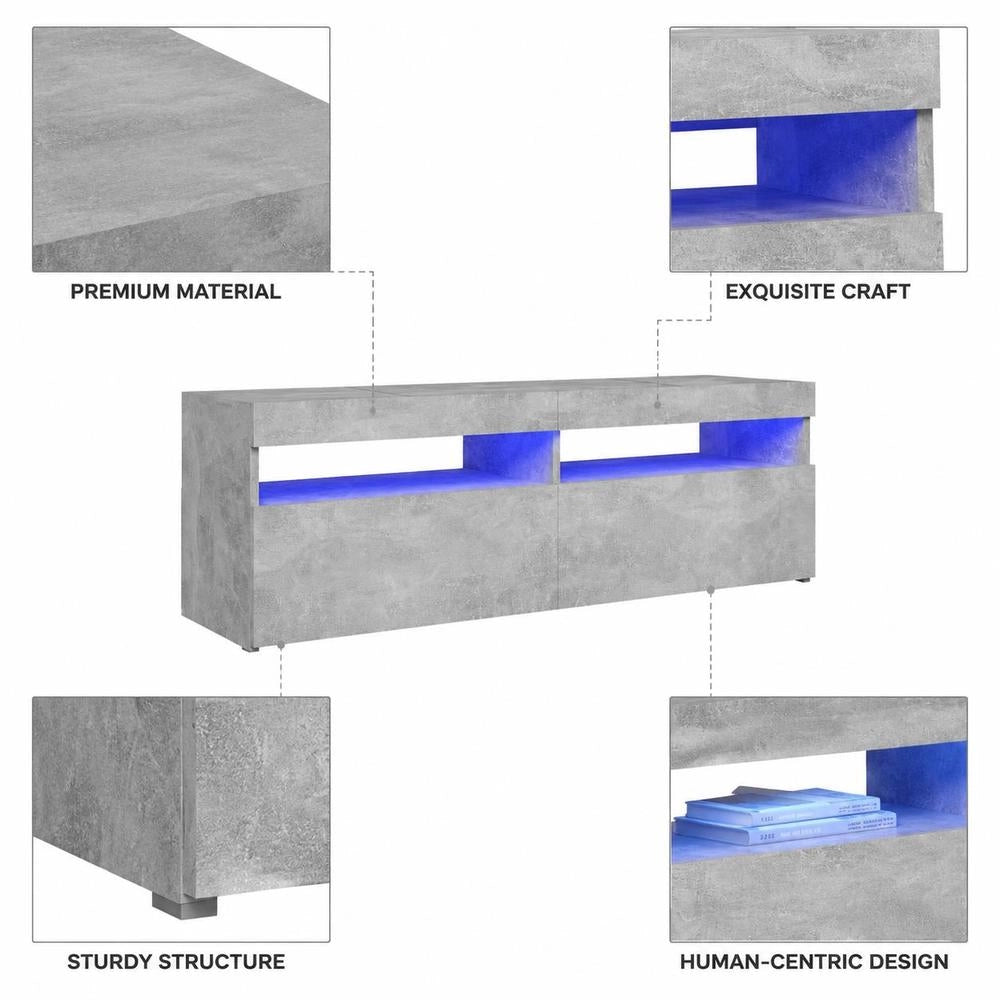 TV Cabinet With LED Lighting, Concrete Grey, 120 X 35 X 40 Cm
