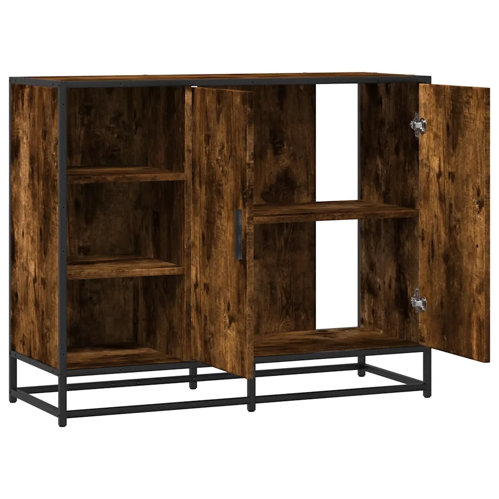 Credenza Rovere Fumo 92x35x76 cm in Legno Multistrato 849021