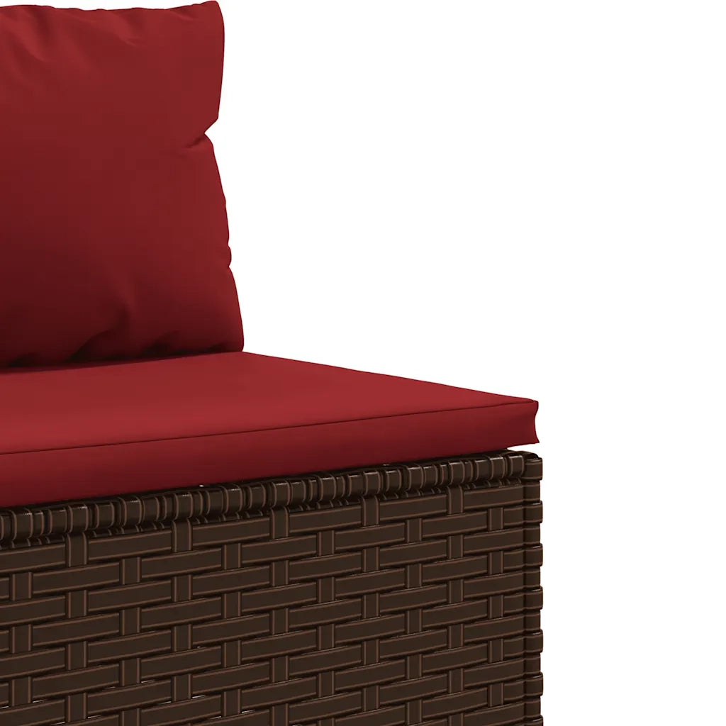 Set Divani da Giardino 8 pz con Cuscini Marrone in Polyrattan