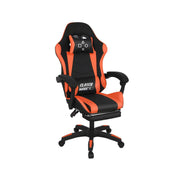 Clutch - Sedia da Gaming Ergonomica con Cuscino Lombare Poggiatesta e Poggiapiedi in PVC Nera e Rossa