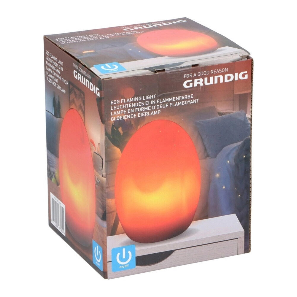 Lampada Tavolo Effetto Fiamma LED Grundig Egg Flaming Lume Luce Notte Comodino