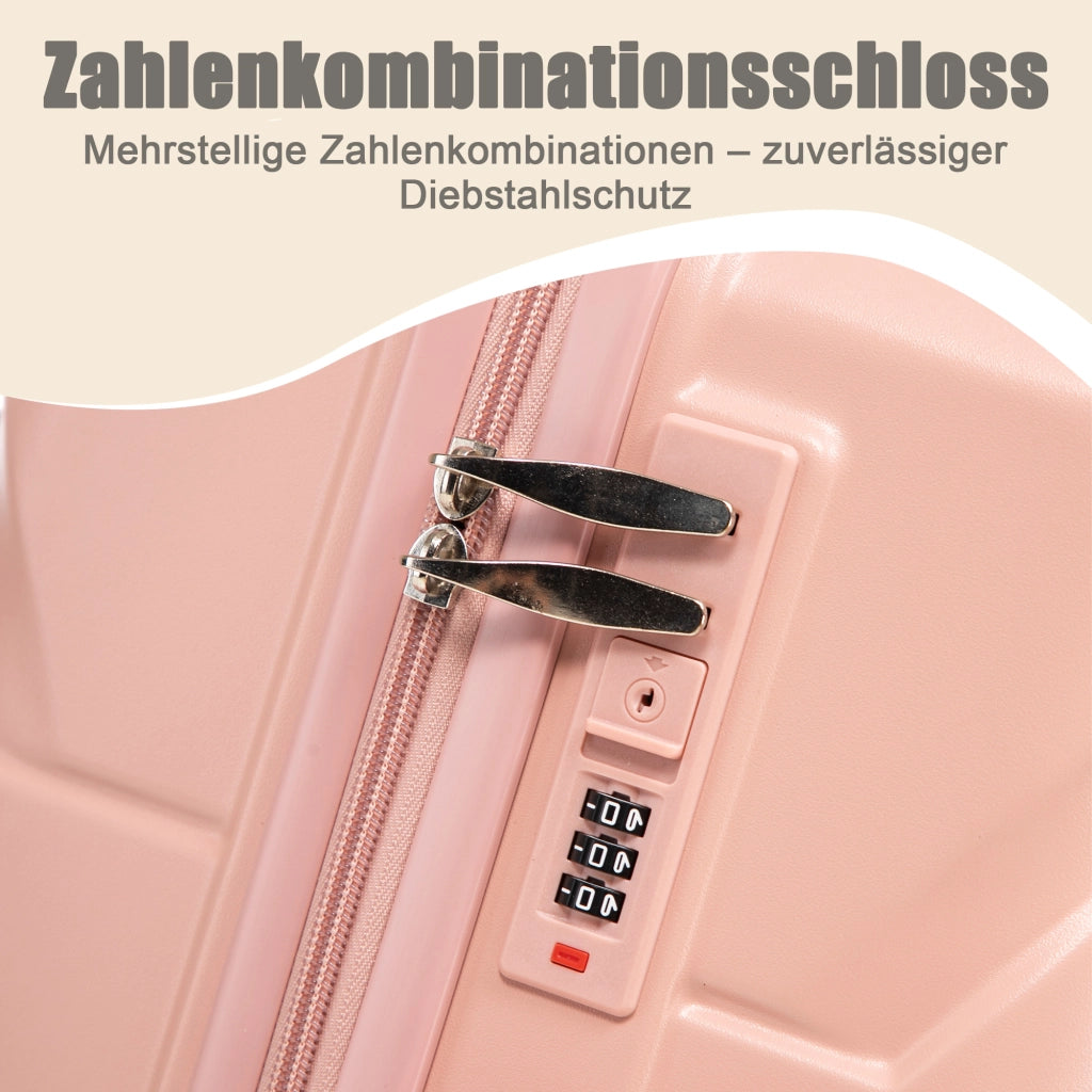 Set di valigie rigide in ABS con ruote doppie a 360 gradi manico telescopico lucchetto e beauty case rosa