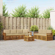 Set divani 8 pcs Naturale e Beige Legno di Acacia Massello 3374483