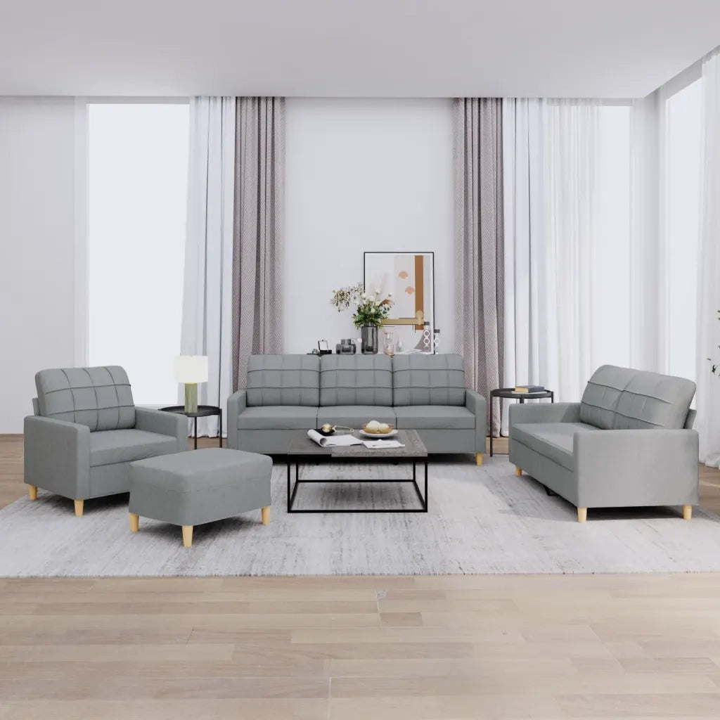 Set di Divani 4 pz con Cuscini Grigio Chiaro in Tessuto 3201250