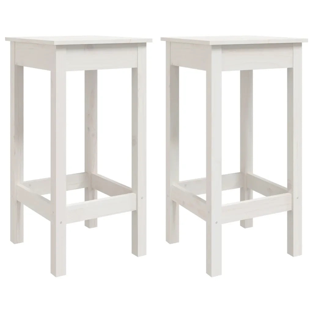 Sgabelli da Bar 2 pz Bianchi 40x40x78 cm Legno Massello di Pino 822138