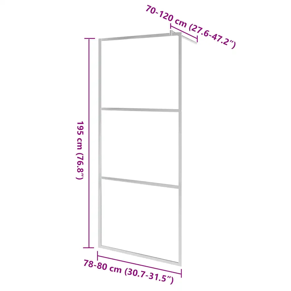 Parete per Doccia Walk-in in Vetro Smerigliato ESG 80x195 cm CFW3190141