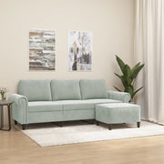 Divano a 3 Posti con Poggiapiedi-Sofa 3 Posti con Poggiapiedi Grigio Chiaro 180cm in Velluto 439928