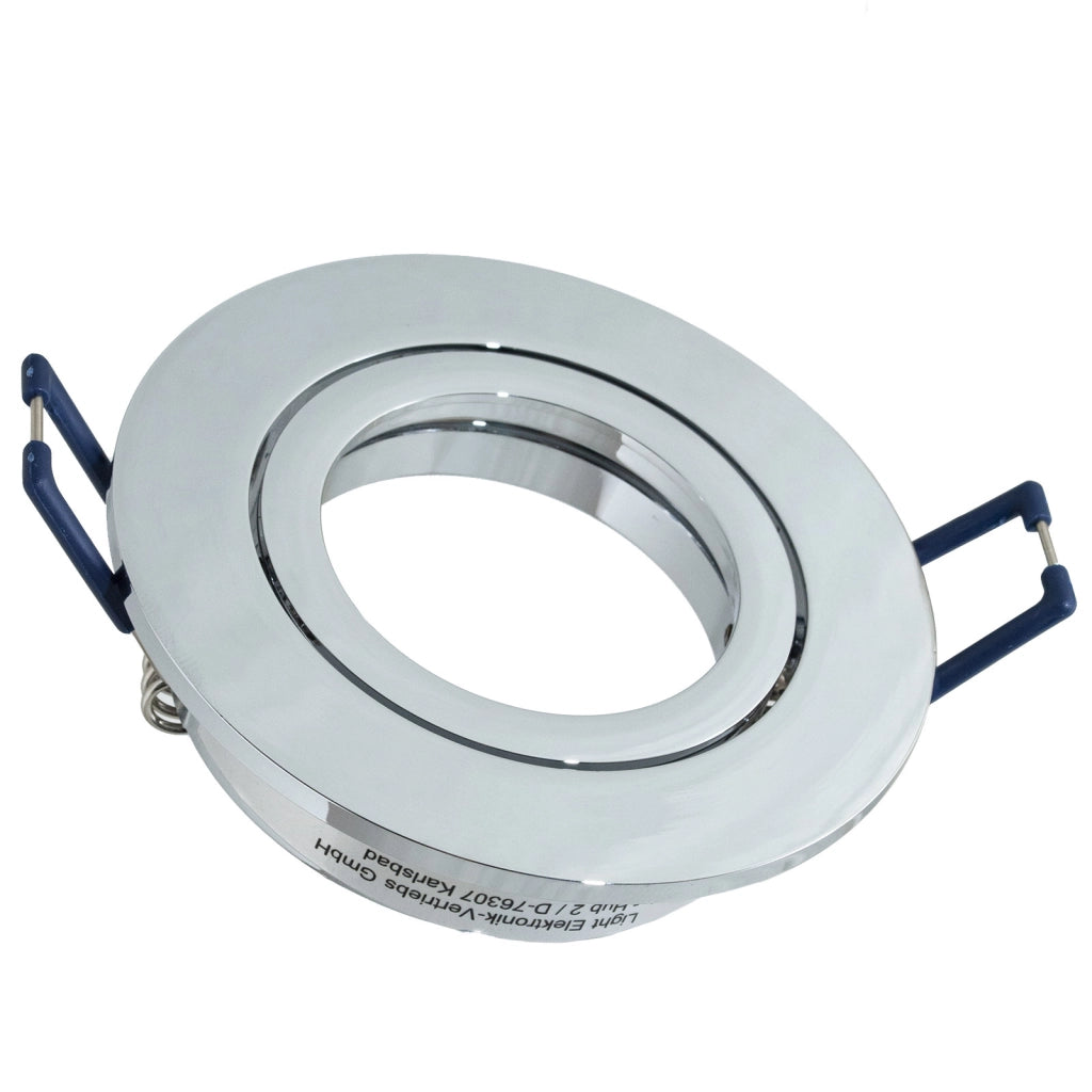 Faretto ad incasso portafaretto cromato lucido tondo foro 70mm moderno orientabile supporto lampade GU10 GU5.3 CROMATO