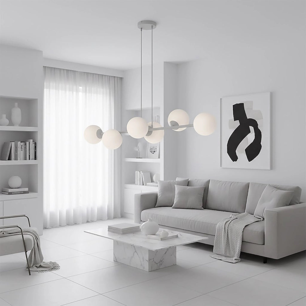 Lampada a sospensione Magnus in acciaio grigio e vetro