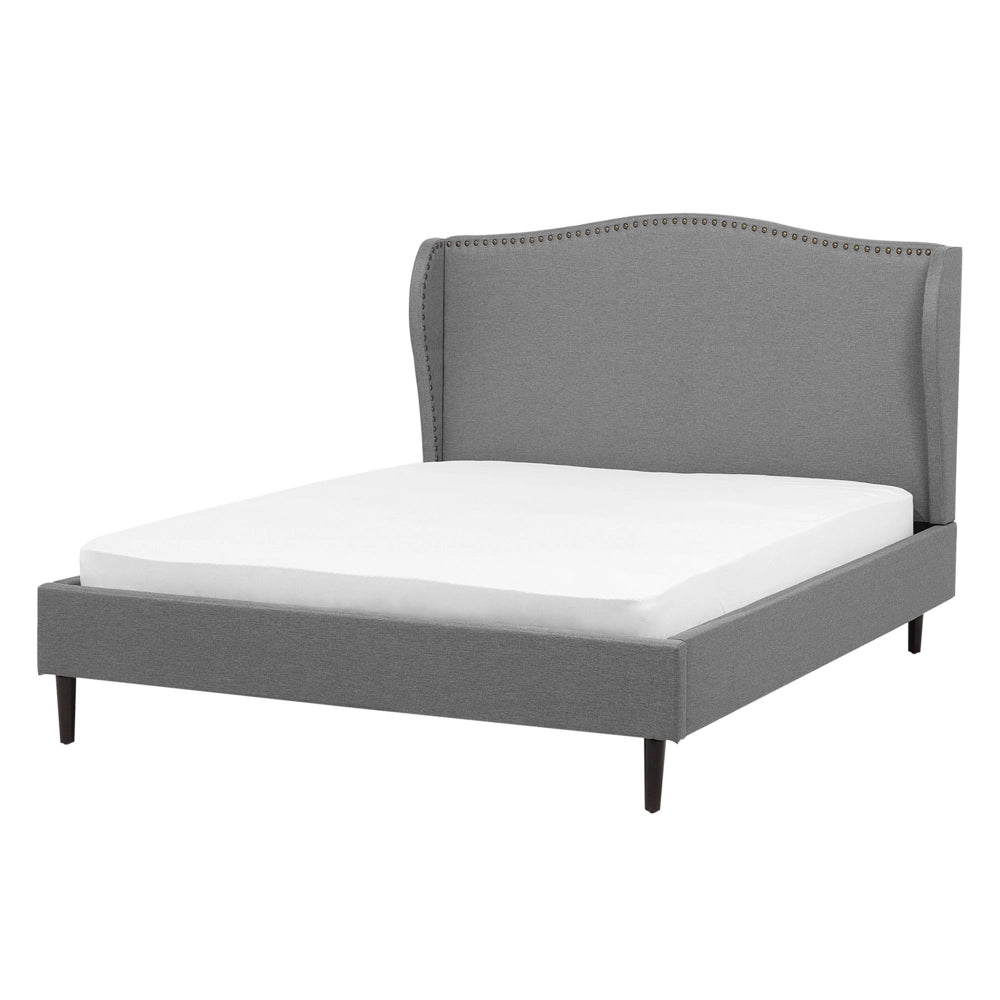 Letto Imbottito Velluto Grigio a Doghe Testiera Trapuntata 140 x 200 cm matrimoniale tradizionale