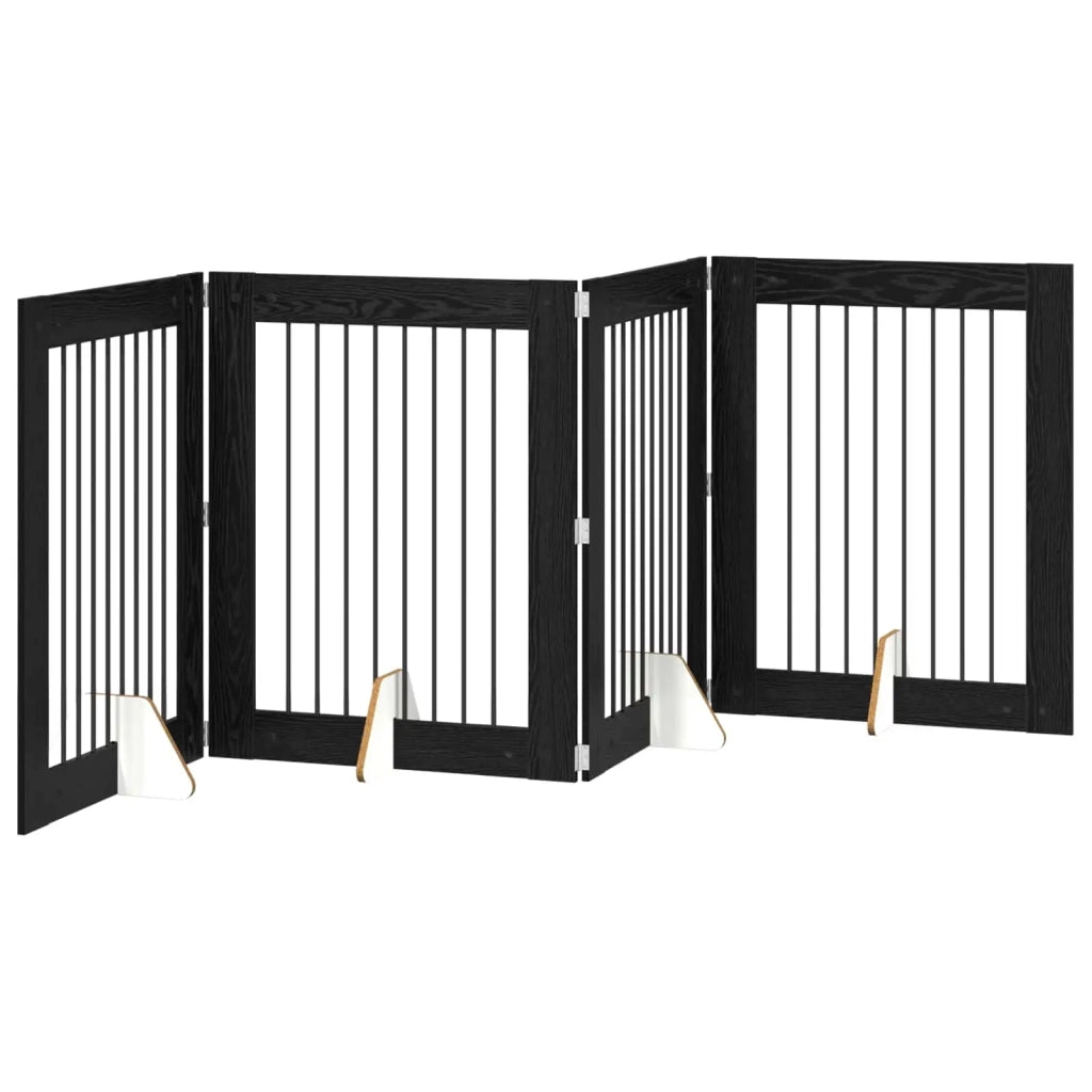 Cancello per cani con supporti 4 pz Rovere Nero 80 x 100 cm CFW2353764