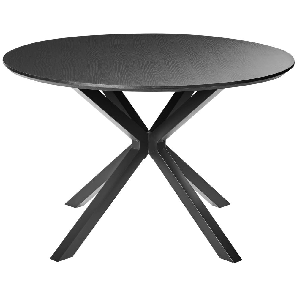 Tavolo da pranzo in MDF nero con gambe in metallo ø 120 cm Design classico moderno