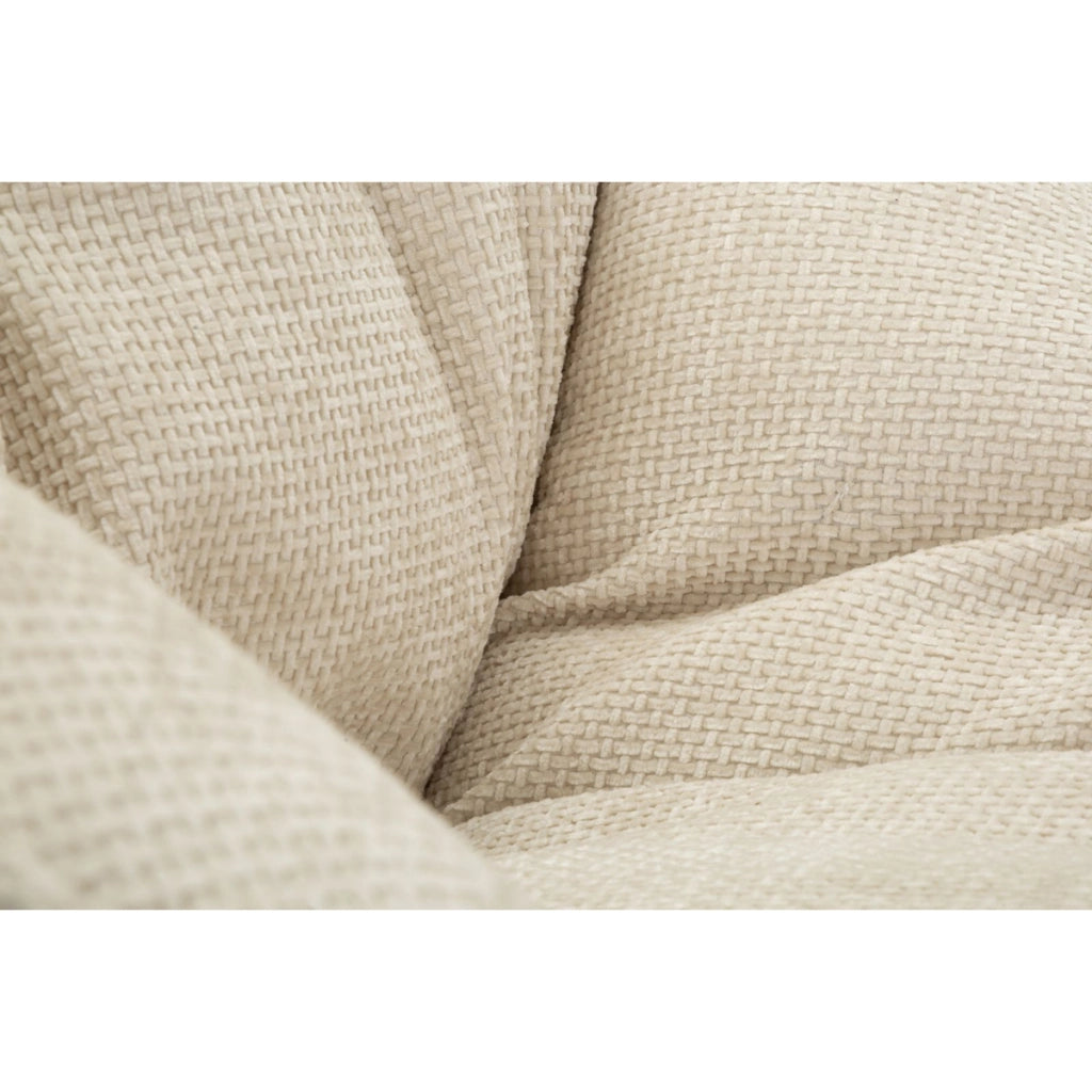 Poltrona girevole in tessuto crema con base nera